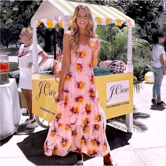 Jcrew Mercantile Pink Sunburst Tiered Maxi Dress - Picture 2 of 4